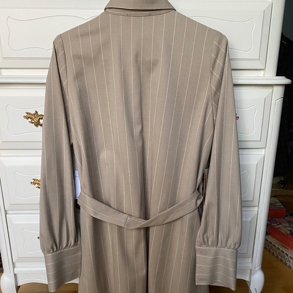 Beige pinstripe designer dress brand new size small - Picture 8 of 16